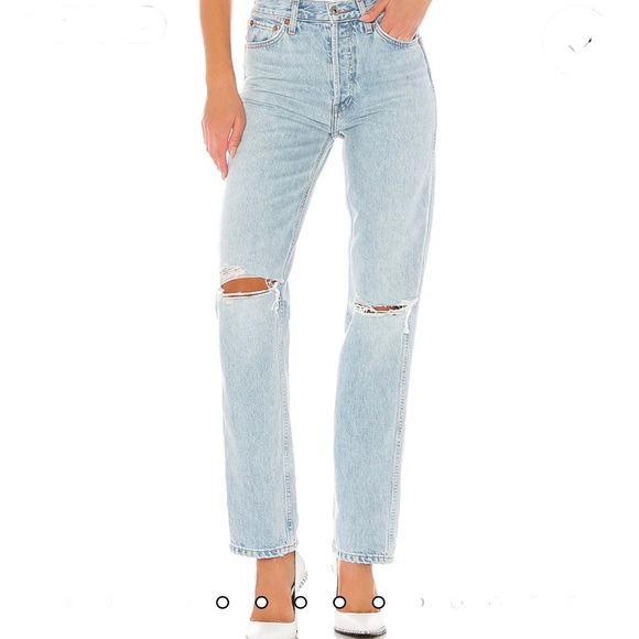 NWT RE/DONE Originals High Rise Loose in Bleach Destroy Size 28